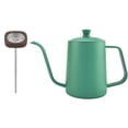 thumbnail image 2 of Bouilloire à col de cygne, 600 ml verser sur une bouilloire à café théière à col de cygne en acier inoxydable avec thermomètre noir, rose, vert(Vert), 2 of 8