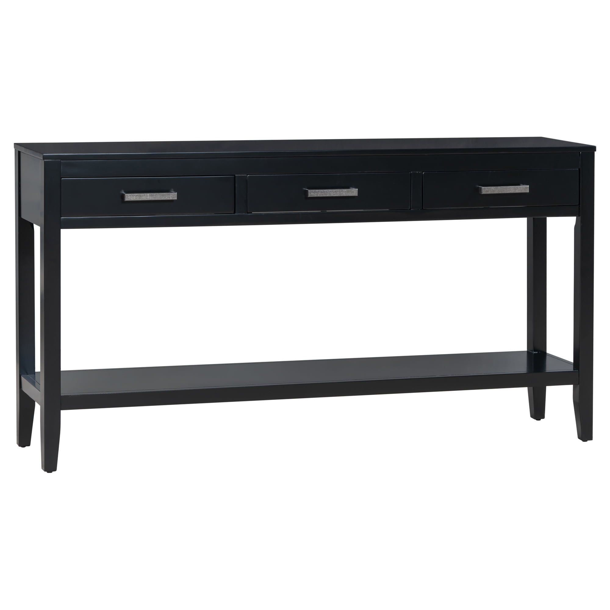 Harper & Bright Designs Rustic Console Table with Drawer, Contemporary Long Sofa Table Entryway Table with Shelf, Entrance Table for Entryway Hallway Living Room, Black