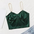 thumbnail image 2 of HAPIMO Women's Summer Metal Strap Camisole Cropped Tank Tops Sleeveless Shirts for Girls V-Neck Blouse Casual Slim Fit Camis Solid Color Print Tops Green L, 2 of 4