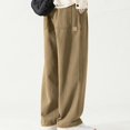thumbnail image 3 of ML Solid Color Pants Men‘s Wide-leg Retro Work Pants Breathable Versatile Straight Trousers for Casual or Formal Wear Straight Leg, 3 of 6