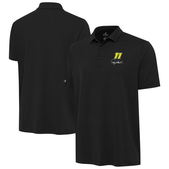 Men's-Antigua  Black Denny Hamlin Reprocess Polo