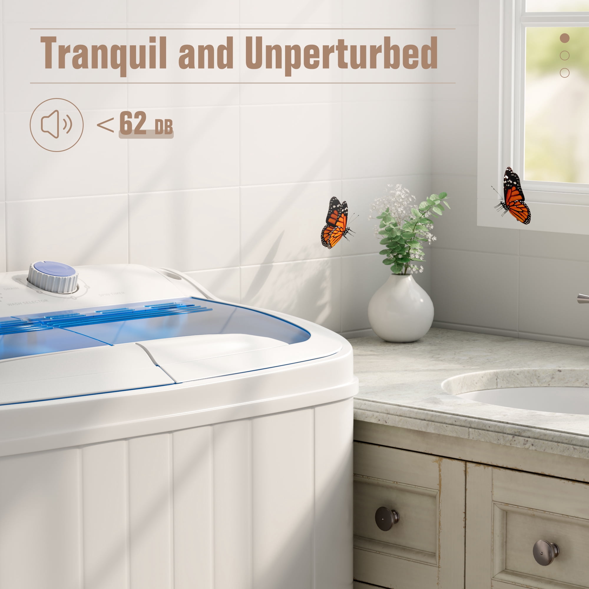 SUNCROWN Portable Washing Machine, 16lbs Portable Washer and Dryer Combo with Drain Pump, 2 In 1 Mini Compact Twin Tub Laundry Washine for Camping, Apartments, Dorms, RV (Blue)