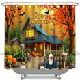 thumbnail image 1 of Whimsical Rideau de Douche Cottage avec Scène d'Automne et Citrouilles, 1 of 4