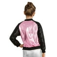thumbnail image 2 of Zaldita Kids Girls Boys Sequin Metallic Bomber Moto Jacket Coat Hip Hop Jazz Modern Dance Top Disco Party Costume Streetwear Pink 12, 2 of 7