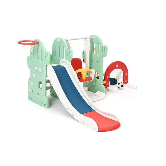 7 in 1 Toddler Slide Set with Swing and Basketball Hoop - Outdoor and Indoor Playset for Kids - Toddler Playground Set with Climber and Soccer Golf