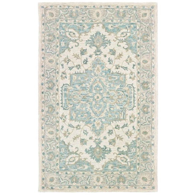 LR Home MODTR81288TUG5079 Modern Traditions Indoor Area Rug, Turquoise & Gray - 5 ft. x 7 ft. 9 in.