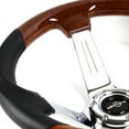 thumbnail image 5 of W-Power 13.5" Dark Wood Grip 6-Hole Chrome 3-Spoke 343MM Racing Steering Wheel, 5 of 5