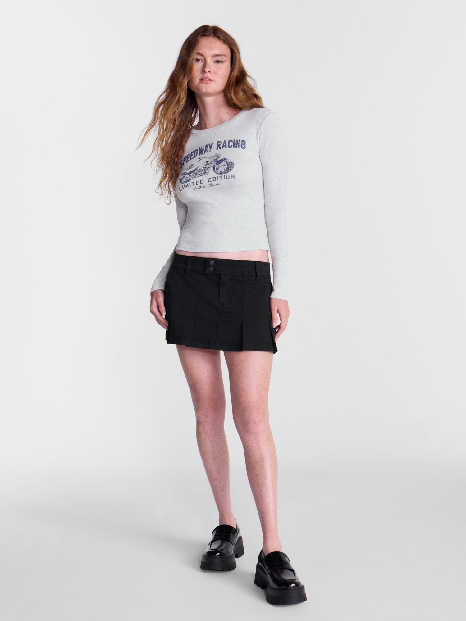 No Boundaries Graphic Baby Cotton Tee with Long Sleeves, Women's XXS-XXL