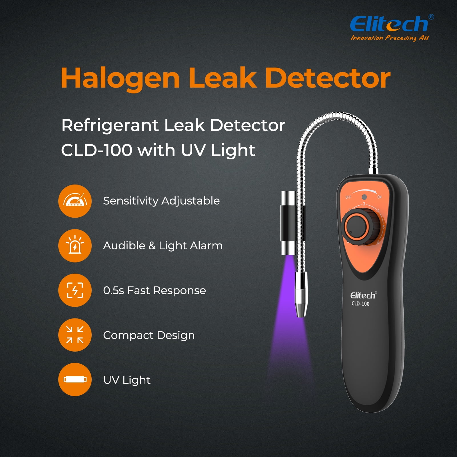 Elitech Refrigerant Leak Detector CLD-100 Freon Leak Detector Car HVAC Halogen Refrigerant Leak Detector CFCs HCFCs HFCs
