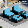 thumbnail image 3 of 9 Piece Outdoor Patio Waterproof Cushion Covers, Fits 4-Seat Wicker Rattan Sectional Couch Chair Furniture Cover Replacement Set - Fade-Resistant Patio Cushion Covers with Zipper, 3 of 15