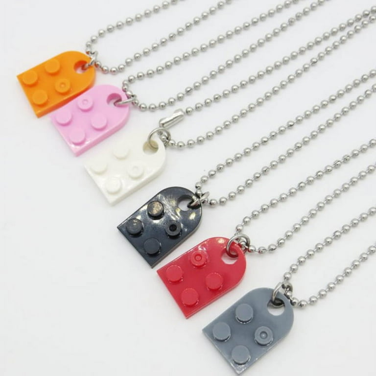 MageCrux 1pc Trendy Couples Brick Lego Heart Pendant Shaped Necklace Friendship