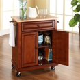 thumbnail image 3 of Crosley Natural Wood Top Portable Kitchen Cart in Cherry, 3 of 6