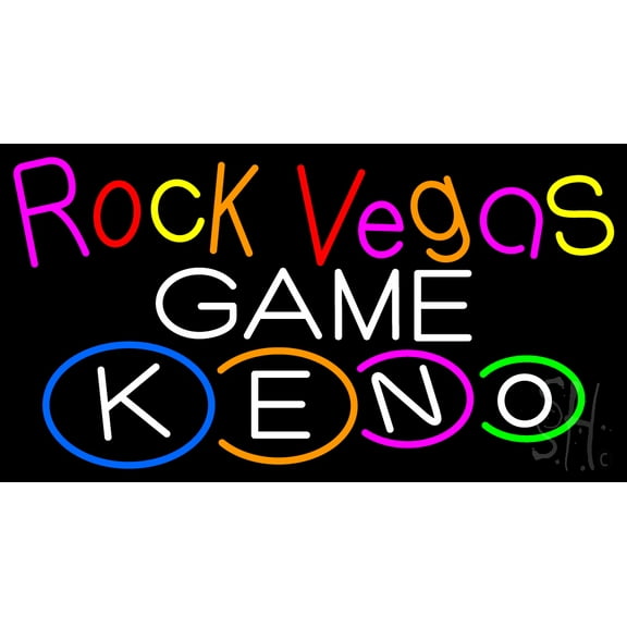 Rock Vegas Keno 2 LED Neon Sign 13 x 24 - inches, Black Square Cut Acrylic Backing, with Dimmer - Bright and Premium built indoor LED Neon Sign for wall décor, arcarde, and storefront.