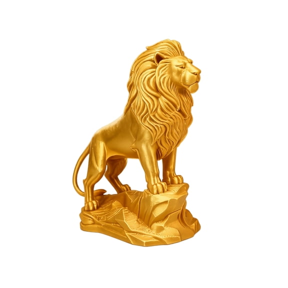 Gold Lion Statue, Majestic Animal Figurine for Living Room Shelf, Office Desk, Bookshelf, Tabletop Decor and Housewarming Gift