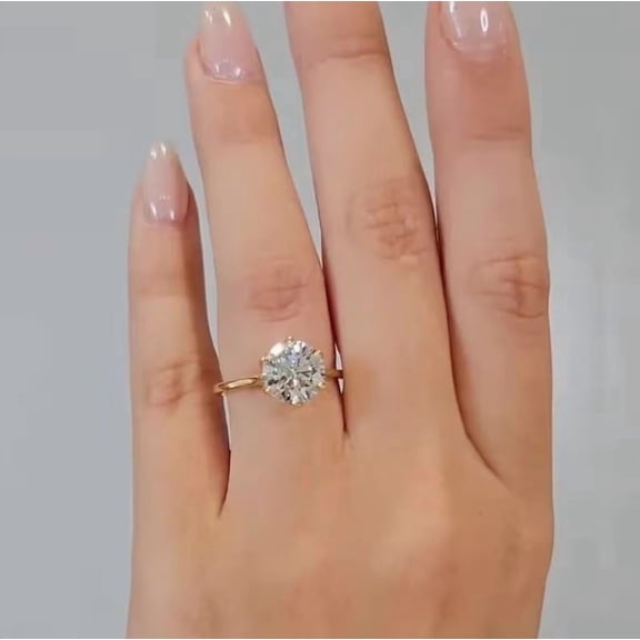 2Ct Lab Created Diamond Round Cut Wedding Ring 14K Yellow Gold Plated