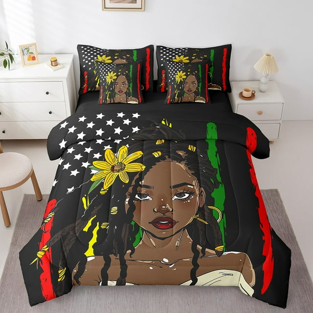 YST Ensemble de Literie Vintage Drapeau Américain 7 Pcs, Grand Lit