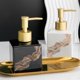 thumbnail image 5 of Dispensador de jabón de cerámica, elegante diseño de rayas onduladas, botellas de cerámica, dispensador de loción líquida for baño, dispensador de cocina, 9,5 oz/280ml, 5 of 7