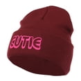 thumbnail image 2 of Wording of Cutie Embroidered Beanie - Maroon OSFM, 2 of 5