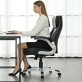 thumbnail image 4 of Nouhaus Office Ergonomic Desk High Back Executive Chair with Pop-Out Lumbar Support, Adjustable Headrest, Flip-Up Arms, Leather Home with Thick Cushion for Comfort - Black, 4 of 10