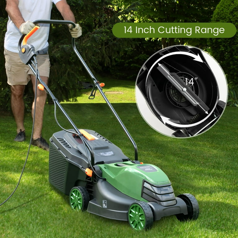Costway Portable Light Weight 14 Inch Electric Corded Lawn Mower 12 AMP with Collection Box for Small Yard Walmart