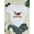 thumbnail image 2 of Gremlins" Graphic Women's White Tee - Soft & Lightweight Cottonr Blend, Casual Round Neck Short Sleeve T-Shirt with Cute Dog Design, Perfect for Spring/Summer/Fall, 2 of 7