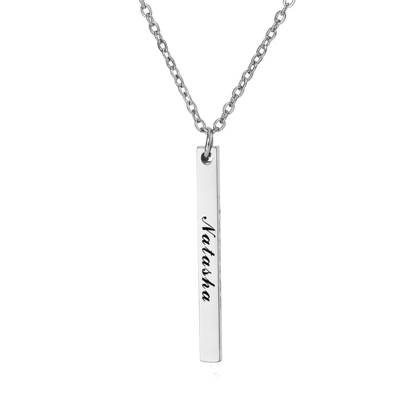 Name Custom Necklace 3D Bar Necklaces Women Custom Name Engraving Pendant Necklace Stainless Steel Unisex Jewelry