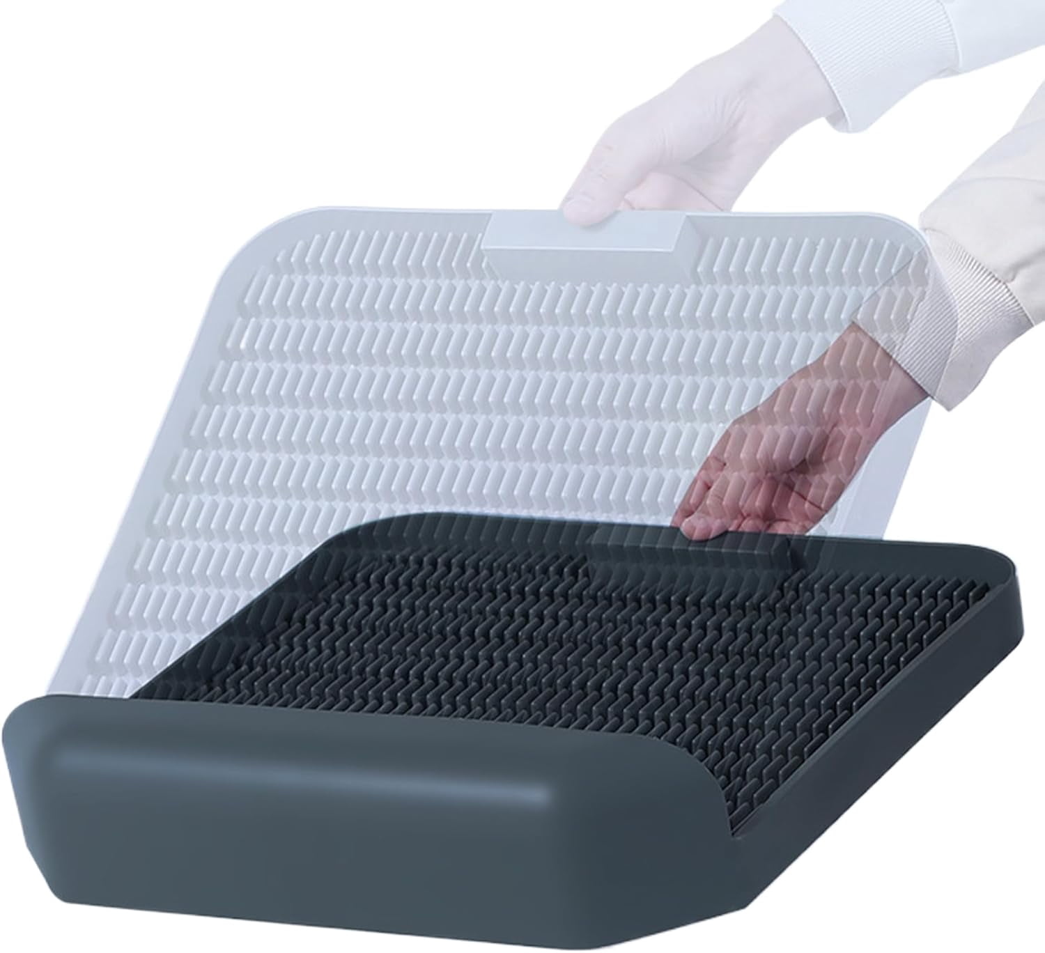 Washable Reusable Dog Puppy Potty Tray, Pee Pad Indoor Wee Training, Dog Potty Training, Portable Easy-Wash and Paw-Friendly Dog Pee Pads, Charcoal Gray