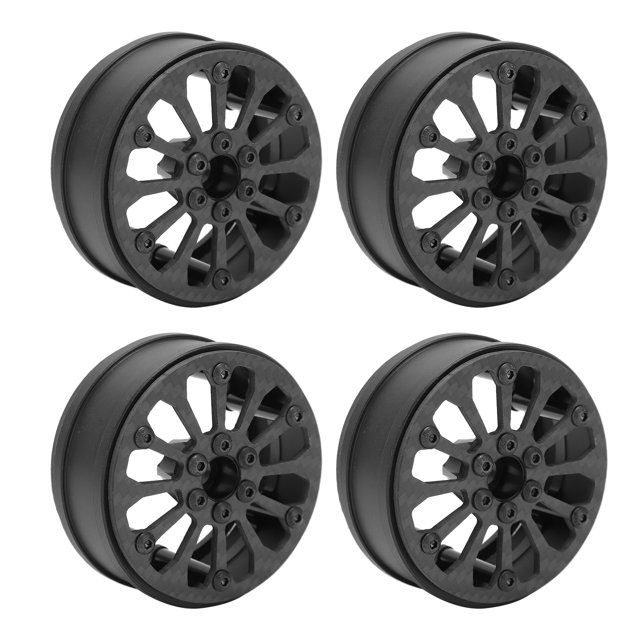 Ruedas de fibra de carbono 1/10 RC, ligeras, de alta resistencia, duraderas, ruedas de fibra de carbono para coche de simulación, doce agujeros