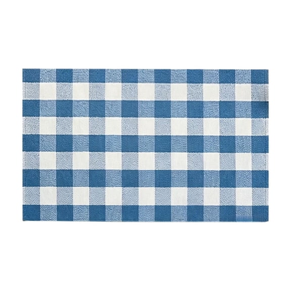 Blue And White Plaid Rug, Spring Outdoor Front Porch Door Decor Mat, Washable Cotton Woven Farmhouse Area Rug For Layered Door Mats Carpet, Entryway, Easter Decor 15.7X23.6" Home Decor
