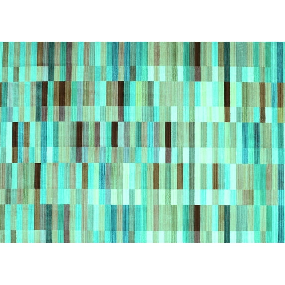 Ahgly Company Indoor Rectangle Southwestern Turquoise Blue Country Area Rugs, 2' x 4'