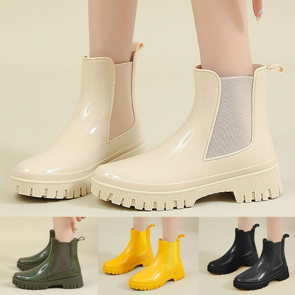 Rain Boots Short Tube Low Top Solid Color Rain Shoes Thick Rainproof Non Slip Rain Boots Womens Rubber Boots White 41