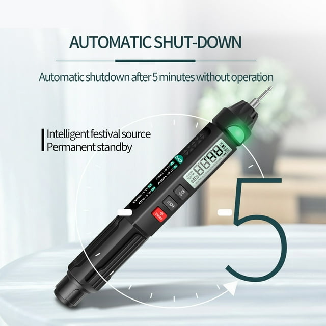 Ammeter A3007 Pen Multimeter 6000 Counts Digital Multimeter Meter Tester with LCD Display Backlight Flashlight NCV Auto-off for Voltage Current Resistance Capacitance Diode