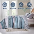 thumbnail image 4 of Juego de edredón WONGS BEDDING Boho Super King Size, azul, 3 piezas, 4 of 8