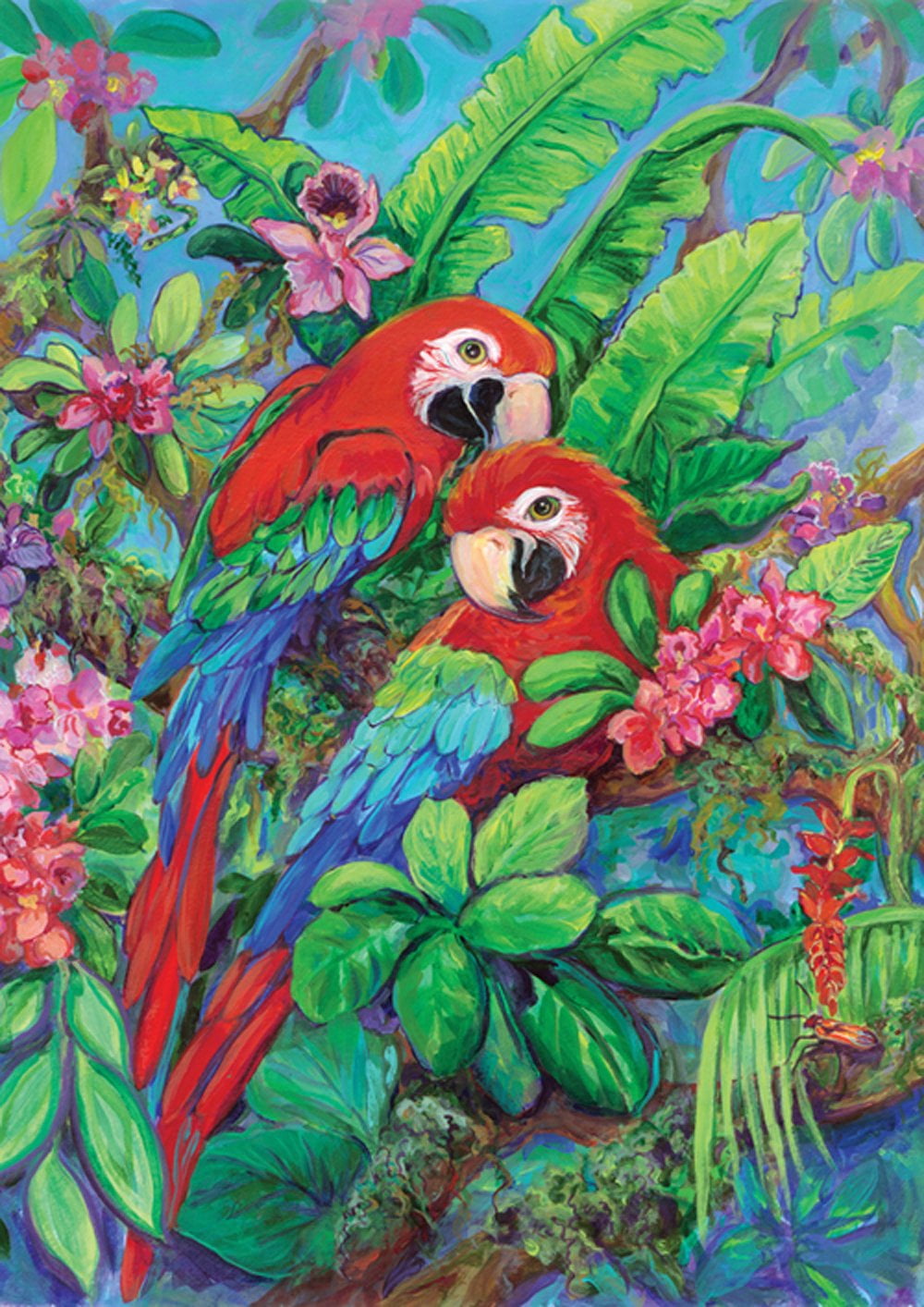 NEW LARGE TOLAND HOUSE FLAG BEAUTIFUL SCARLET MACAWS PARROTS MACAW 28 X 40 