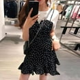 thumbnail image 2 of Ensemble 2 Pcs pour Femmes Été Manches Courtes Simple T-Shirt Uni + Robe Mini Camisole à Pois 2 Pcs/ensemble Noir TG, 2 of 2