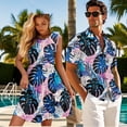 thumbnail image 4 of Uorisanigo Monstera Matching Outfits for Couples Men's Short Sleeve Shirt Fashion Summer Vacation Tops and Women's Tank Dress Casual Round Neck A-Line Hawaiian Beach Sundress, 4 of 8