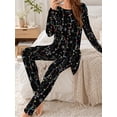 thumbnail image 3 of Women's 2 Piece Pajama Sets Soft Milk Silk Long Sleeve Sleepwear Christmas Lights Loungewear, 3 of 7