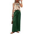 thumbnail image 2 of Womens Summer 2 Piece Outfits Sleeveless Crop Top Flowy Wide Leg Pants Matching Sets Vacation Outfits Green M, 2 of 7