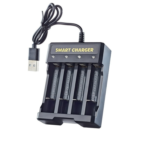 Multiple Charging Station for Double/Triple A Cells with 4Independent Charging Port and Overcharge Protections