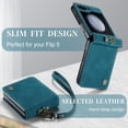 thumbnail image 3 of Case for Samsung Galaxy Z Flip5 2023,Protect PU Leather Cover with Wrist Strap Shockproof Protection Case (Teal), 3 of 16