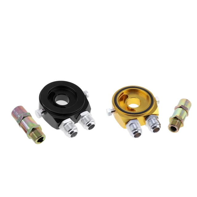 Adaptador De Termostato De Placa Sándwich Enfriador De Filtro De Indicador De Aceite Combustible Negro + Dorado Sunnimix Placa de emparedado del filtro de aceite del automóvil