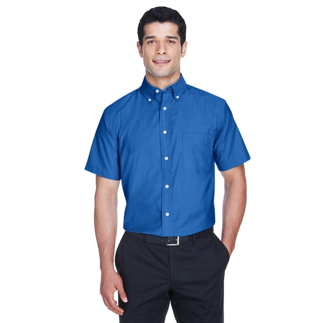 Oxford de manga corta para hombre con antimanchas AZUL FRANCÉS 3XL harriton M600S