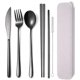 thumbnail image 1 of Juego de cubiertos de acero inoxidable de 6 piezas, juego de cubiertos portátil reutilizable, juego de utensilios de viaje, incluye palillos, cuchillo, tenedor, cuchara, pajita, cepillo de limpieza, JAMW Sencillez, 1 of 5