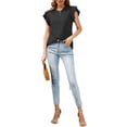 thumbnail image 2 of SAYOO Camiseta de Manga Corta para Mujer, Jersey con Volantes de Cuello Redondo de Color sólido, Tops Finos de Ajuste Suelto de Verano para Mujer SAYOO Estilo de ocio, 2 of 6