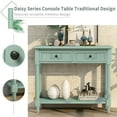 thumbnail image 3 of Modern Console Sofa, Wood Sideboard Entryway Table with 2 Drawers and Shelf, Accent Sofa Table for Living Room Hallway Entryway Bedroom Kitchen Entrance, Luxurious 35.43 x 13.8 x 29.9, Antique Blue, 3 of 7