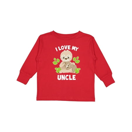 

Inktastic Cute Sloth I Love My Uncle with Green Leaves Gift Toddler Boy or Toddler Girl Long Sleeve T-Shirt