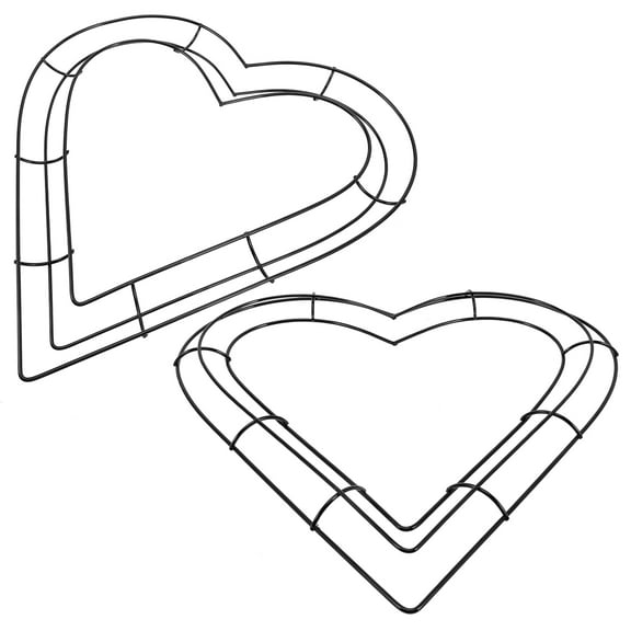 2 Pcs Rings Garlands Heart Shaped Wreath Frame 32.00X30.50X2.50CM Black