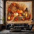 thumbnail image 6 of Lit Candle Autumnal with Harvest Arranged Wooden, Cozy Farmhouse for Farmhouse Decor Lovers, Aesthetic Wall Decor, Halloween Gift, Tapestry Wall Hanging for Dorm and Living Room, 6 of 7
