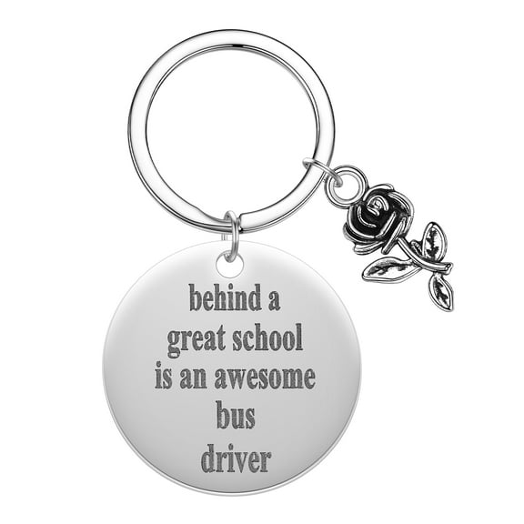 Thank You for Keeping Me Safe Key Chain Behind A Great School Is An Awesome Bus Driver Keyring Stainless Steel Keychain