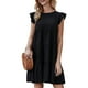 thumbnail image 2 of TRKIYQC Vestido de verano para mujer, sin mangas, con volantes, cuello redondo, mini vestido de color sólido, corte holgado, corto, fluido, plisado TRKIYQC Moderno diseño moderno, 2 of 5